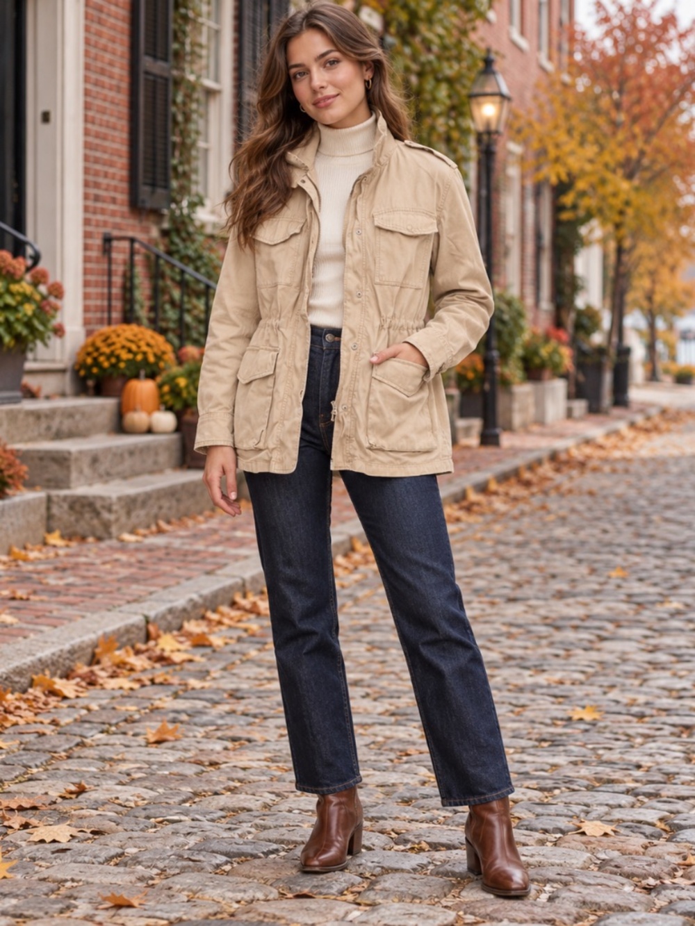 GAP | Classic Beige 100% Cotton Utility Jacket | Size Medium